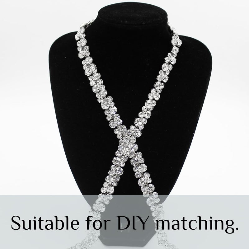 PEARLY JUN 1 Yard Rhinestone Trim Chain Sliver Applique Stringing Ribbon DIY Jewelry Wedding Party Bracelets Craft Bridal Bouquets Embellishment Accessories - Image 5